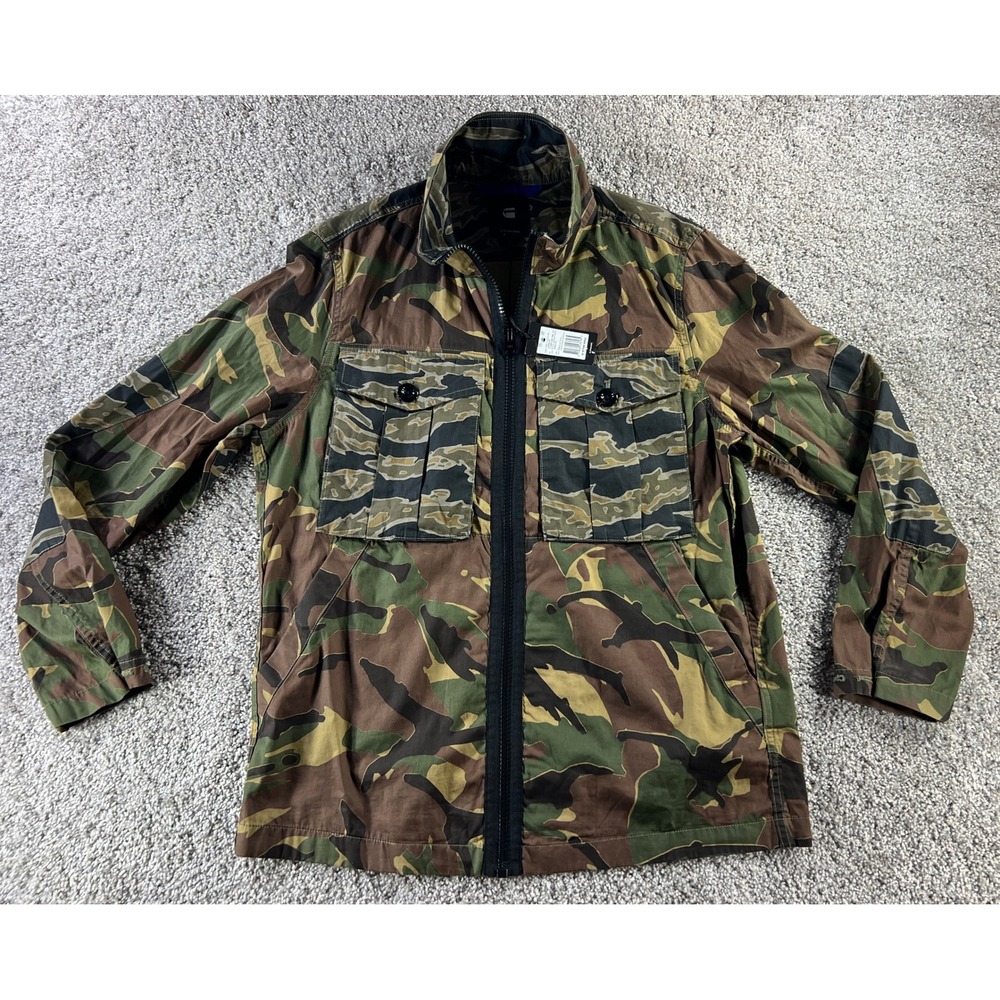 NWT G-Star Raw Type C Utility PM Overshirt Twill Camo Jacket Mens L MSRP $180